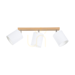 Dreva taklampa, oljad ek, vit skärm, 3xE27, 67 cm small 0
