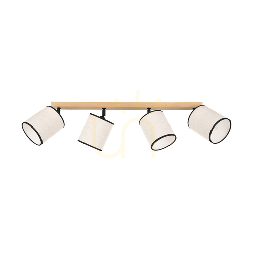 Kontrollera Dreva taklampa, oljad ek, beige-svart lampskärm, 4xE27, 90 cm