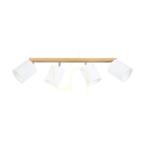 Kontrollera Dreva taklampa, oljad ek, vit skärm, 4xE27, 90 cm