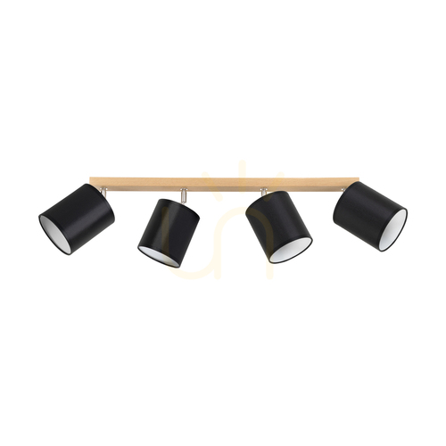 Kontrollera Dreva taklampa, oljad ek, svart skärm, 4xE27, 90 cm