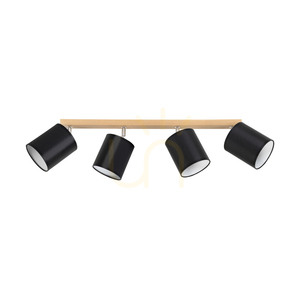 Dreva taklampa, oljad ek, svart skärm, 4xE27, 90 cm 0 Dreva taklampa, oljad ek, svart skärm, 4xE27, 90 cm small 0