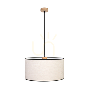 Dreva taklampa, oljad ek, beige-svart skärm, 1xE27, Ø50 cm small 0