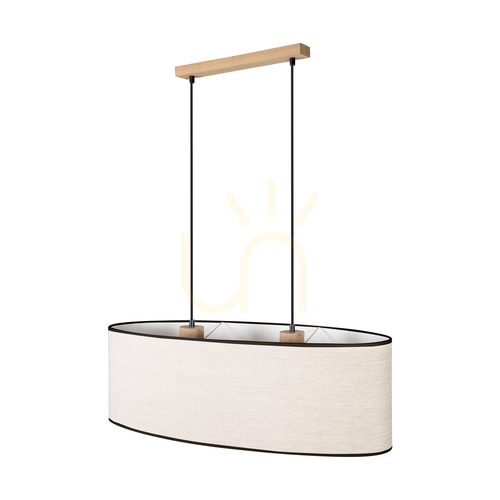 Kontrollera Dreva taklampa, oljad ek, beige-svart skärm, 2xE27, 80 cm