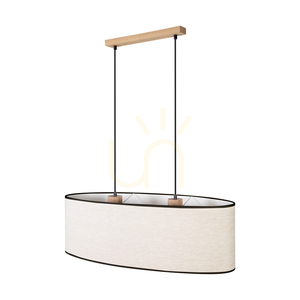 Dreva taklampa, oljad ek, beige-svart skärm, 2xE27, 80 cm 0 Dreva taklampa, oljad ek, beige-svart skärm, 2xE27, 80 cm small 0