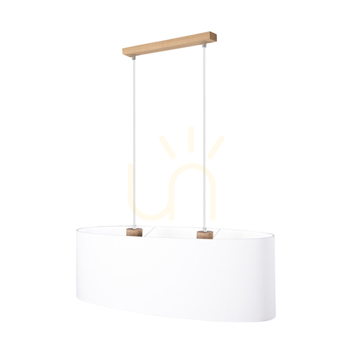 Kontrollera Dreva taklampa, oljad ek, vit skärm, 2xE27, 80 cm