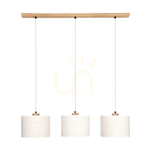 Kontrollera Dreva taklampa, oljad ek, beige skärm, 3xE27, 100 cm
