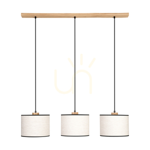 Dreva taklampa, oljad ek, beige-svart lampskärm, 3xE27, 100 cm small 0