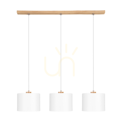 Kontrollera Dreva taklampa, oljad ek, vit skärm, 3xE27, 100 cm