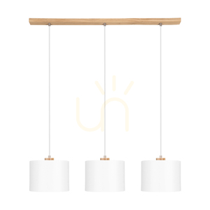 Dreva taklampa, oljad ek, vit skärm, 3xE27, 100 cm small 0