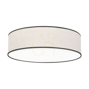 Brinova IGNIS plafond, vit, beige linneskärm med svarta kanter, 4×E27, Ø48 cm small 0