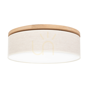 Ignis taklampa, oljad ek, beige skärm, 3xE27, Ø48 cm 0 Ignis taklampa, oljad ek, beige skärm, 3xE27, Ø48 cm small 0