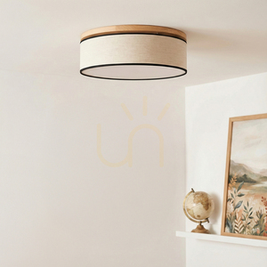 Ignis taklampa, oljad ek, beige-svart skärm, 3xE27, Ø48 cm small 1