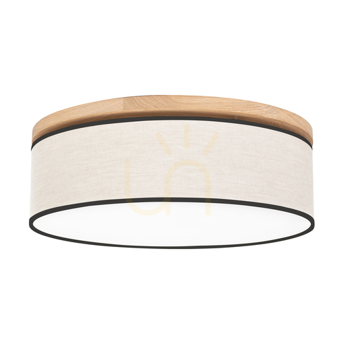 Kontrollera Ignis taklampa, oljad ek, beige-svart skärm, 3xE27, Ø48 cm