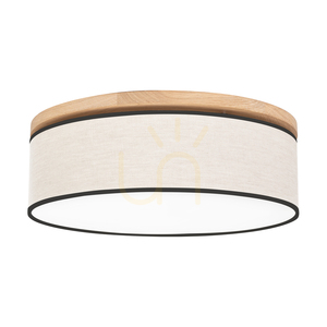 Ignis taklampa, oljad ek, beige-svart skärm, 3xE27, Ø48 cm small 0
