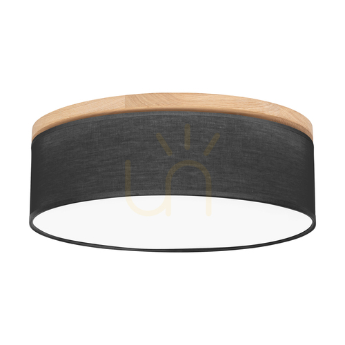 Kontrollera Ignis taklampa, oljad ek, svart skärm, 3xE27, Ø48 cm