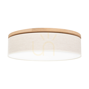 Ignis taklampa, oljad ek, beige skärm, 4xE27, Ø58 cm small 0