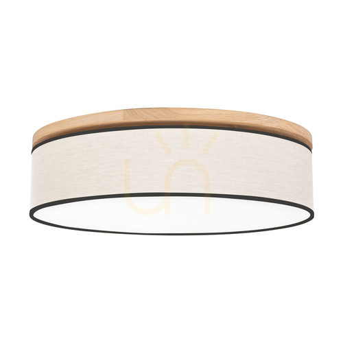 Kontrollera Ignis taklampa, oljad ek, beige-svart skärm, 4xE27, Ø58 cm
