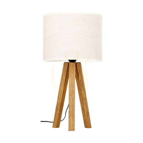 Kontrollera Solea bordslampa, brun, beige lampskärm, 1xE27, Ø22 cm