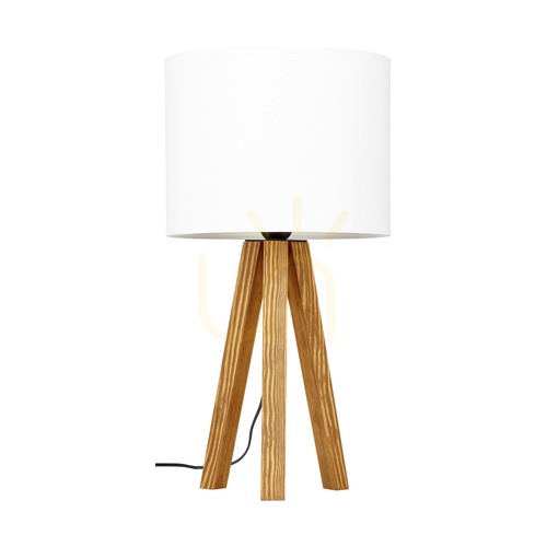 Kontrollera Solea bordslampa, brun, vit lampskärm, 1xE27, Ø22 cm