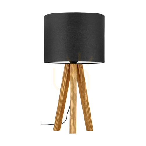 Kontrollera Solea bordslampa, brun, svart lampskärm, 1xE27, Ø22 cm
