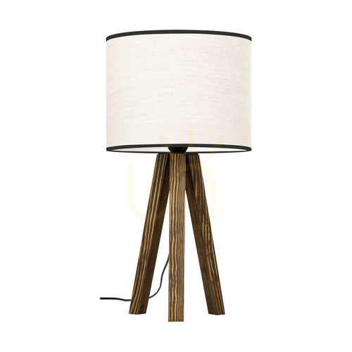 Kontrollera Solea bordslampa, valnöt, beige-svart lampskärm, 1xE27, Ø22 cm