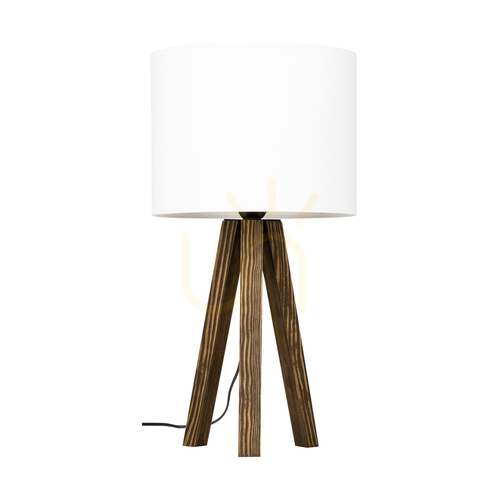 Kontrollera Solea bordslampa, valnöt, vit lampskärm, 1xE27, Ø22 cm