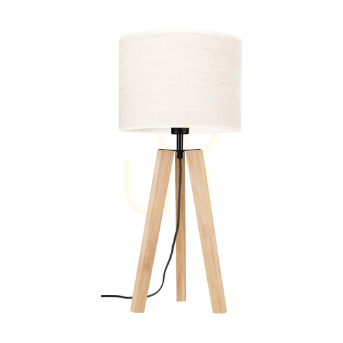 Kontrollera Solea bordslampa, oljad ek/svart, beige lampskärm, 1xE27, Ø30 cm