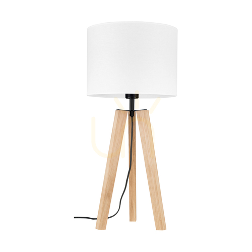 Kontrollera Solea bordslampa, oljad ek/svart, vit lampskärm, 1xE27, Ø30 cm