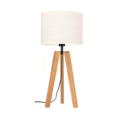 Kontrollera Solea bordslampa, brun/svart, beige lampskärm, 1xE27, Ø30 cm