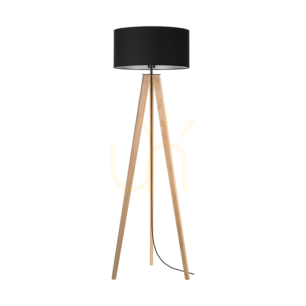 Kontrollera Solea golvlampa, oljad ek/svart, svart lampskärm, 1xE27, Ø50 cm Solea golvlampa, oljad ek/svart, svart lampskärm, 1xE27, Ø50 cm