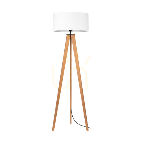 Kontrollera Solea golvlampa, brun/svart, vit lampskärm, 1xE27, Ø50 cm