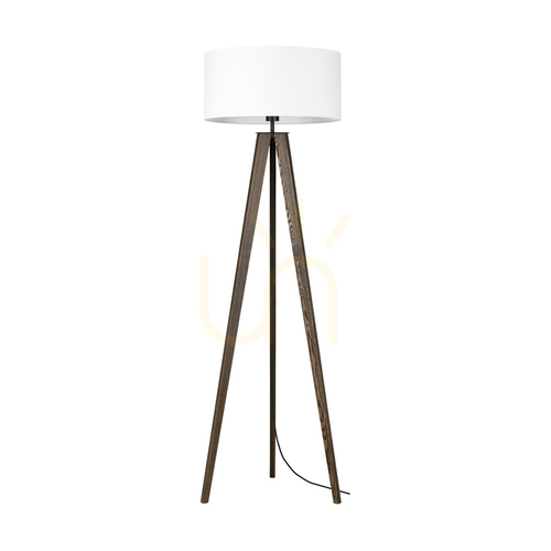 Kontrollera Solea golvlampa, valnöt/svart, vit lampskärm, 1xE27, Ø50 cm