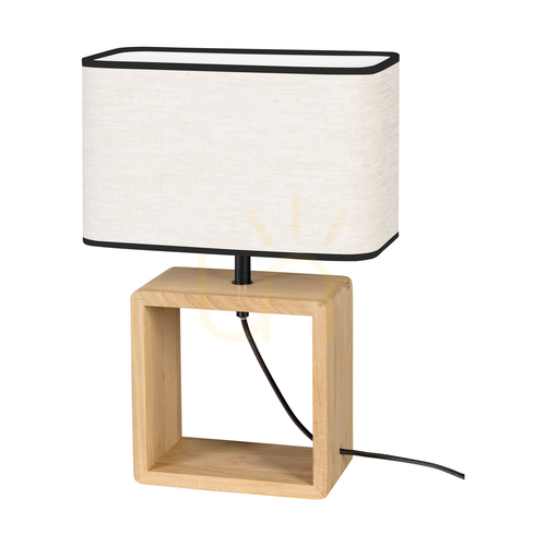 Kontrollera Silva bordslampa, oljad ek/svart, beige-svart lampskärm, 1xE27, 30 cm