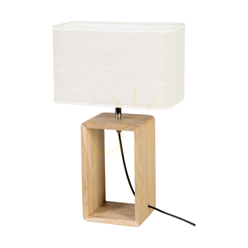 Kontrollera Silva bordslampa, oljad ek/krom, beige lampskärm, 1xE27, 30 cm