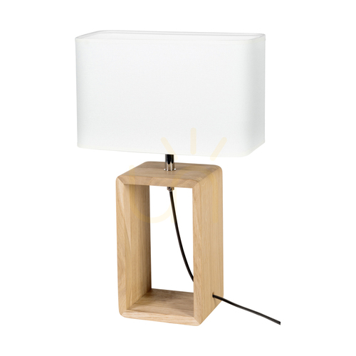 Kontrollera Silva bordslampa, oljad ek/krom, vit lampskärm, 1xE27, 30 cm