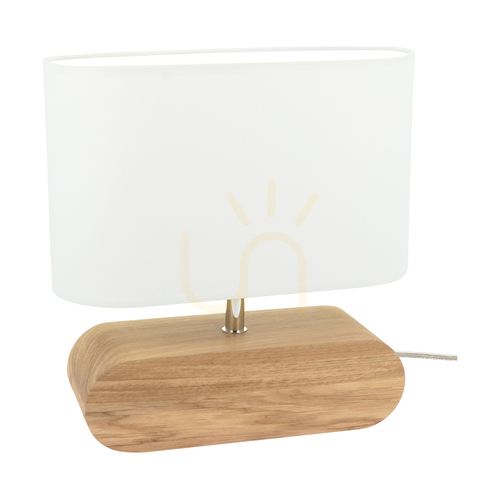 Kontrollera Braze bordslampa, oljad ek/krom, vit lampskärm, 1xE27, 30 cm