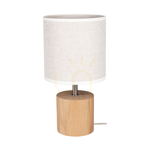 Kontrollera Arden bordslampa, oljad ek/satin, beige lampskärm, 1xE27, Ø17 cm