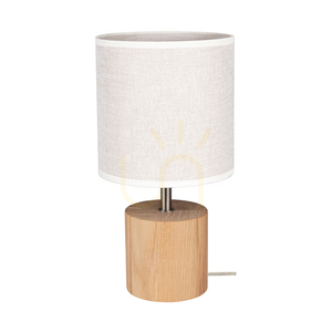 Arden bordslampa, oljad ek/satin, beige lampskärm, 1xE27, Ø17 cm small 0