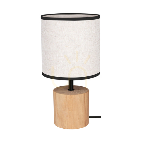 Kontrollera Arden bordslampa, oljad ek/svart, beige-svart lampskärm, 1xE27, Ø17 cm