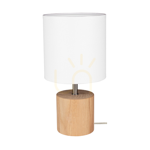 Kontrollera Arden bordslampa, oljad ek/satin, vit lampskärm, 1xE27, Ø17 cm