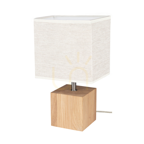 Kontrollera Arden bordslampa, oljad ek/satin, beige lampskärm, 1xE27, 17 cm