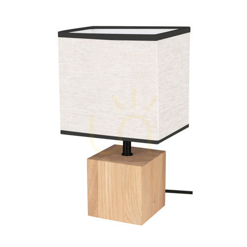 Kontrollera Arden bordslampa, oljad ek/svart, beige-svart lampskärm, 1xE27, 17 cm