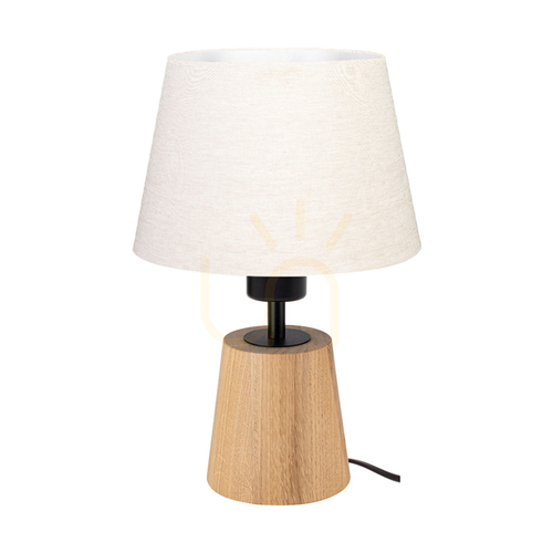 Kontrollera Arden bordslampa, oljad ek/svart med beige lampskärm, 1xE27, Ø20 cm