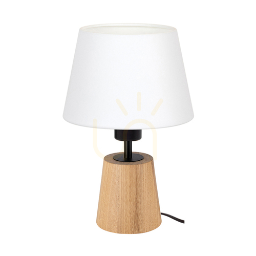 Kontrollera Arden bordslampa, oljad ek/svart, vit lampskärm, 1xE27, Ø20 cm