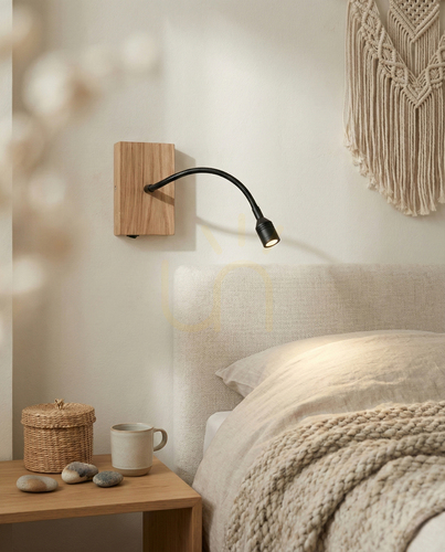Kontrollera Brinova LECTOR LED-vägglampa för läsning 2,8 W 4000 K – oljad ek och svart