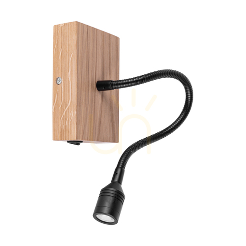Kontrollera Lector vägglampa, oljad ek/svart, 1xLED 2,8 W, 12 cm