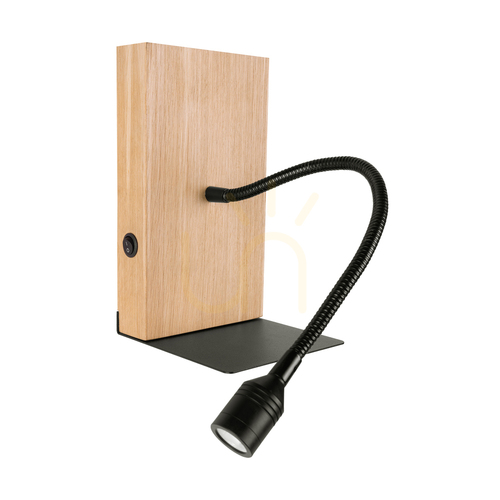 Kontrollera Lector vägglampa, oljad ek/svart, 1xLED 2,8 W, 12 cm