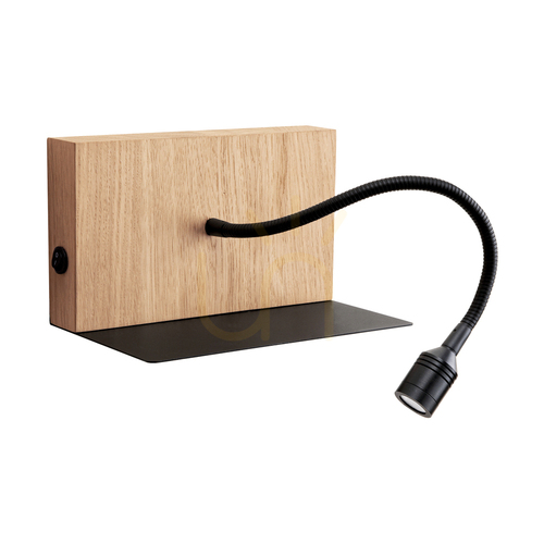 Kontrollera Lector vägglampa, oljad ek/svart, 1xLED 2,8 W, 19 cm
