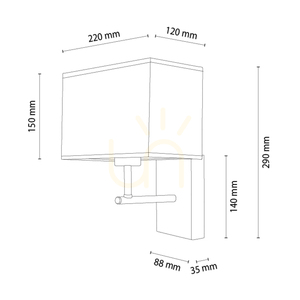 Lector vägglampa, oljad ek/svart, beige lampskärm, 1xE27, 22 cm small 1