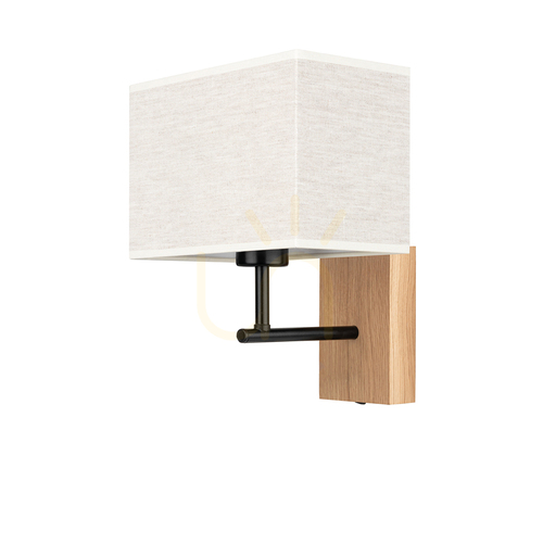 Kontrollera Lector vägglampa, oljad ek/svart, beige lampskärm, 1xE27, 22 cm